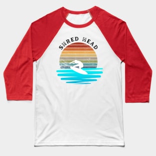 Retro Sunset With Surfer On The Wave Baseball T-Shirt